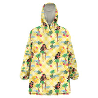Hawaii Hula Girl Tropical Wearable Blanket Hoodie Yellow Palaka