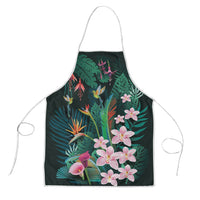 Hawaii Hummingbird Tropical Flowers Apron Dark Green