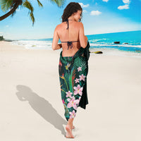 Hawaii Hummingbird Tropical Flowers Sarong Dark Green