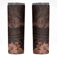 Bula Fiji Masi Skinny Tumbler Fijian Tapa Vintage Dark Brown Version LT01 Brown - Polynesian Pride