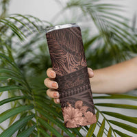 Bula Fiji Masi Skinny Tumbler Fijian Tapa Vintage Dark Brown Version LT01 - Polynesian Pride