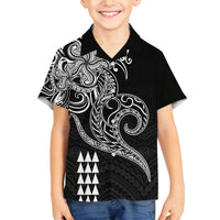 Hawaii Valentine Family Matching Summer Maxi Dress and Hawaiian Shirt Kakau Polynesian Heart LT01 Son's Shirt Black - Polynesian Pride