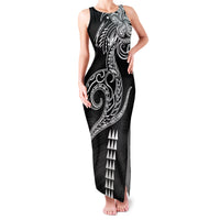 Hawaii Valentine Family Matching Tank Maxi Dress and Hawaiian Shirt Kakau Polynesian Heart LT01 Mom's Dress Black - Polynesian Pride