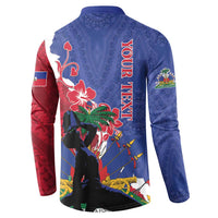 Personalised Haiti Le Marron Inconnu Button Sweatshirt Dashiki Mix Polynesian Pattern