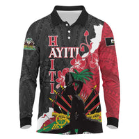 Personalised Ayiti Neg Marron Long Sleeve Polo Shirt Dashiki Mix Polynesian Pattern