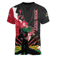 Personalised Ayiti Neg Marron Women V-Neck T-Shirt Dashiki Mix Polynesian Pattern