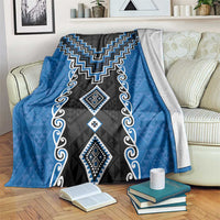 Blue Niho Taniwha Mix Poutama Blanket Unique Taniko Aotearoa