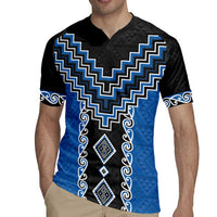 Blue Niho Taniwha Mix Poutama Rugby Jersey Unique Taniko Aotearoa
