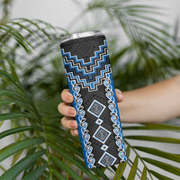 Blue Niho Taniwha Mix Poutama Skinny Tumbler Unique Taniko Aotearoa LT01 - Polynesian Pride