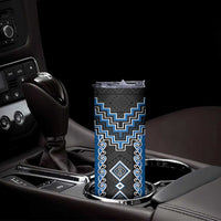 Blue Niho Taniwha Mix Poutama Skinny Tumbler Unique Taniko Aotearoa LT01 - Polynesian Pride