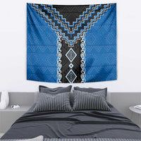 Blue Niho Taniwha Mix Poutama Tapestry Unique Taniko Aotearoa