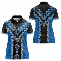 Blue Niho Taniwha Mix Poutama Women Polo Shirt Unique Taniko Aotearoa LT01 - Polynesian Pride
