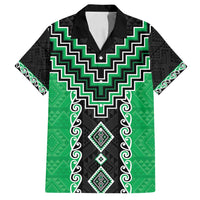 Green Niho Taniwha Mix Poutama Family Matching Off Shoulder Maxi Dress and Hawaiian Shirt Unique Taniko Aotearoa LT01 Dad's Shirt - Short Sleeve Green - Polynesian Pride