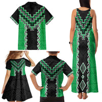 Green Niho Taniwha Mix Poutama Family Matching Tank Maxi Dress and Hawaiian Shirt Unique Taniko Aotearoa LT01 - Polynesian Pride