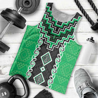 Green Niho Taniwha Mix Poutama Men Tank Top Unique Taniko Aotearoa