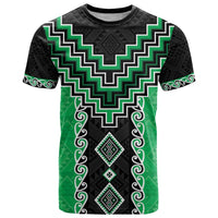 Green Niho Taniwha Mix Poutama T Shirt Unique Taniko Aotearoa