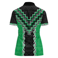 Green Niho Taniwha Mix Poutama Women Polo Shirt Unique Taniko Aotearoa