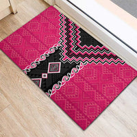 Pink Niho Taniwha Mix Poutama Rubber Doormat Unique Taniko Aotearoa