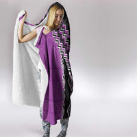 Purple Niho Taniwha Mix Poutama Hooded Blanket Unique Taniko Aotearoa