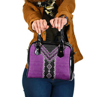 Purple Niho Taniwha Mix Poutama Shoulder Handbag Unique Taniko Aotearoa LT01 One Size Purple - Polynesian Pride