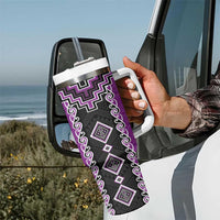 Purple Niho Taniwha Mix Poutama Tumbler With Handle Unique Taniko Aotearoa
