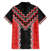 Red Niho Taniwha Mix Poutama Family Matching Off The Shoulder Long Sleeve Dress and Hawaiian Shirt Unique Taniko Aotearoa LT01 - Polynesian Pride