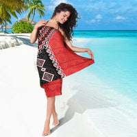 Red Niho Taniwha Mix Poutama Sarong Unique Taniko Aotearoa