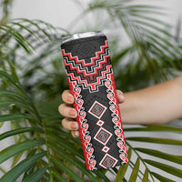 Red Niho Taniwha Mix Poutama Skinny Tumbler Unique Taniko Aotearoa LT01 - Polynesian Pride