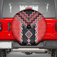 Red Niho Taniwha Mix Poutama Spare Tire Cover Unique Taniko Aotearoa LT01 - Polynesian Pride