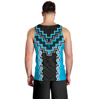 Sky Blue Niho Taniwha Mix Poutama Men Tank Top Unique Taniko Aotearoa