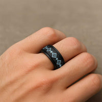 Sky Blue Niho Taniwha Mix Poutama Spinner Ring Unique Taniko Aotearoa - Polynesian Pride