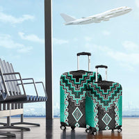 Teal Niho Taniwha Mix Poutama Luggage Cover Unique Taniko Aotearoa