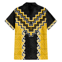 Yellow Niho Taniwha Mix Poutama Family Matching Long Sleeve Bodycon Dress and Hawaiian Shirt Unique Taniko Aotearoa LT01 - Polynesian Pride