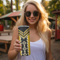 Yellow Niho Taniwha Mix Poutama Skinny Tumbler Unique Taniko Aotearoa