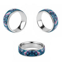 Turquoise Pink Paua Shell Pattern Unique Classic Ring - Polynesian Pride