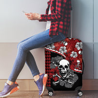 Hawaii Halloween Luggage Cover Hibiscus Skull Kakau Pattern LT01 - Polynesian Pride