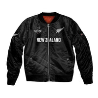 Custom New Zealand Cricket Bomber Jacket Aotearoa Black Cap Come On