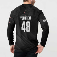 Custom New Zealand Cricket Button Sweatshirt Aotearoa Black Cap Come On
