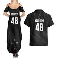 Custom New Zealand Cricket Couples Matching Summer Maxi Dress and Hawaiian Shirt Aotearoa Black Cap Come On