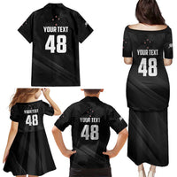Custom New Zealand Cricket Family Matching Puletasi and Hawaiian Shirt Aotearoa Black Cap Come On