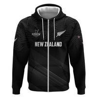 Custom New Zealand Cricket Zip Hoodie Aotearoa Black Cap Come On LT01 Zip Hoodie Black - Polynesian Pride