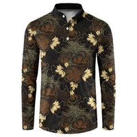 Javanese Batik Semen Button Sweatshirt Indonesian Traditional Pattern LT01 Black - Polynesian Pride