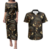 Javanese Batik Semen Couples Matching Puletasi and Hawaiian Shirt Indonesian Traditional Pattern LT01 Black - Polynesian Pride