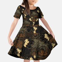 Javanese Batik Semen Family Matching Long Sleeve Bodycon Dress and Hawaiian Shirt Indonesian Traditional Pattern
