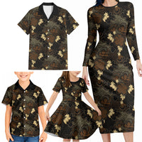 Javanese Batik Semen Family Matching Long Sleeve Bodycon Dress and Hawaiian Shirt Indonesian Traditional Pattern LT01 - Polynesian Pride