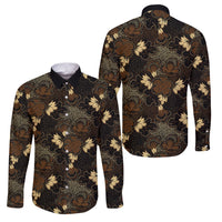 Javanese Batik Semen Family Matching Long Sleeve Bodycon Dress and Hawaiian Shirt Indonesian Traditional Pattern LT01 Dad's Shirt - Long Sleeve Black - Polynesian Pride
