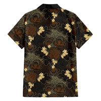 Javanese Batik Semen Family Matching Off Shoulder Short Dress and Hawaiian Shirt Indonesian Traditional Pattern LT01 Dad's Shirt - Long Sleeve Black - Polynesian Pride