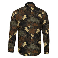 Javanese Batik Semen Family Matching Off Shoulder Short Dress and Hawaiian Shirt Indonesian Traditional Pattern LT01 Son's Shirt Black - Polynesian Pride