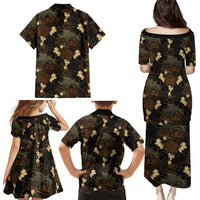 Javanese Batik Semen Family Matching Puletasi and Hawaiian Shirt Indonesian Traditional Pattern LT01 Mom's Dress Black - Polynesian Pride