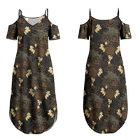 Javanese Batik Semen Family Matching Summer Maxi Dress and Hawaiian Shirt Indonesian Traditional Pattern LT01 Mom's Dress Black - Polynesian Pride